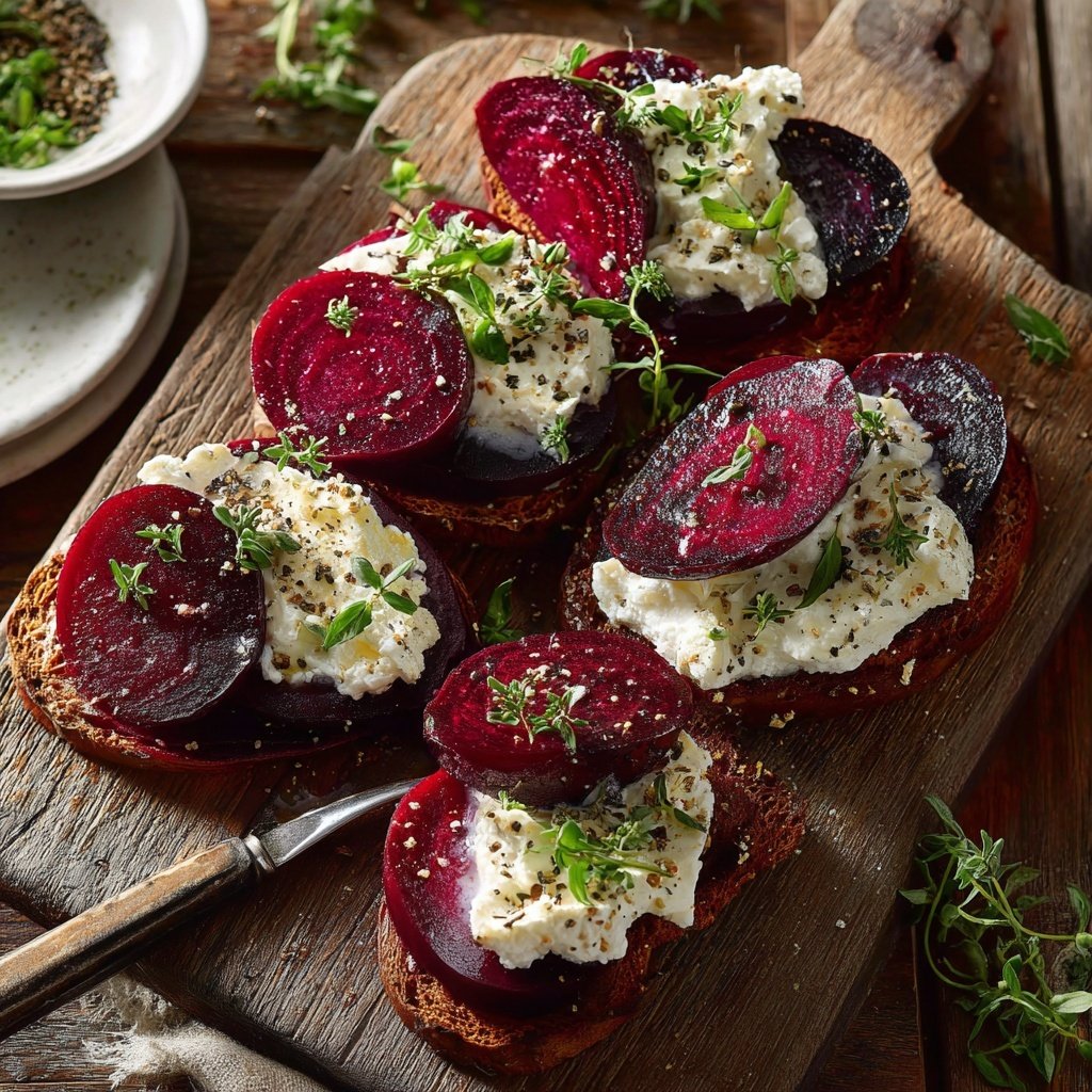 Sliced Beets with Goat Cheese