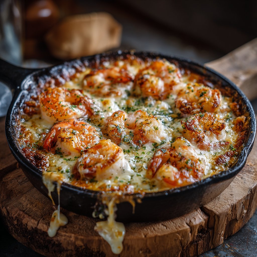 Cheesy Garlic Shrimp Bake