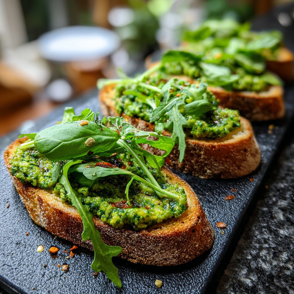 Spring Herb Pesto Crostini
